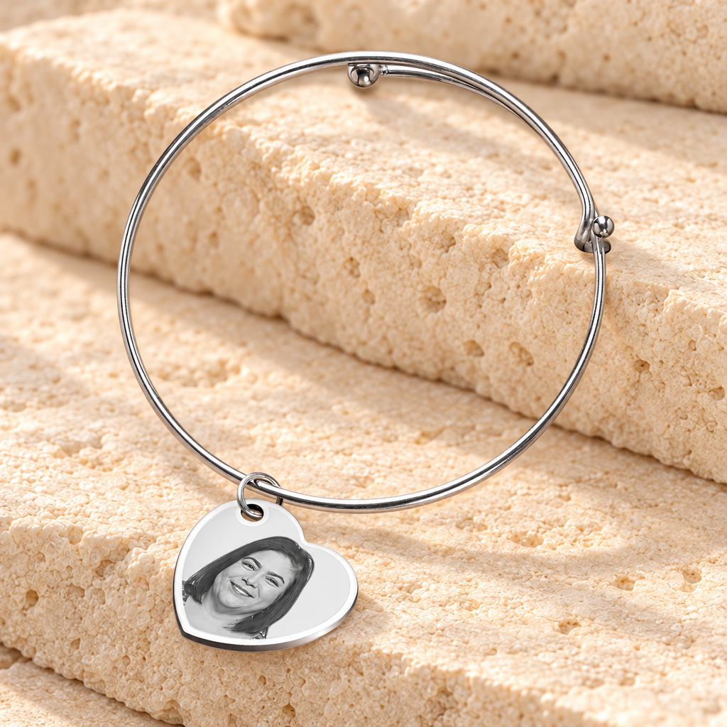 Sophisticated Stainless Steel Heartfelt Photo Pendant Bracelet — main product image