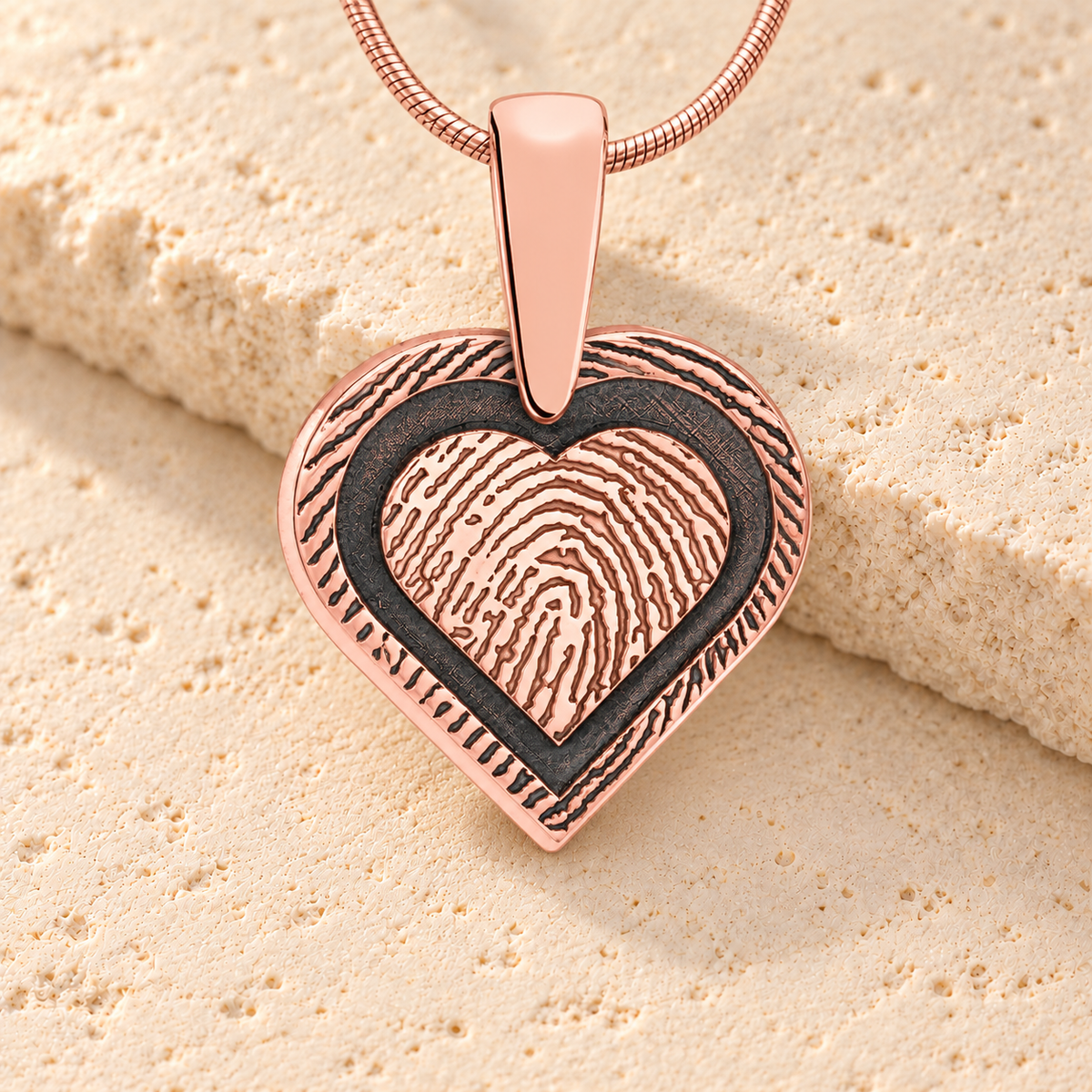 Rose Gold Plated Classic Heart Fingerprint Necklace — main — evr4718rg