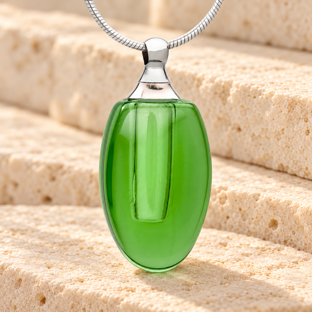 Glass Locket Emerald Evermore Cremains Jewelry — main — evr2072