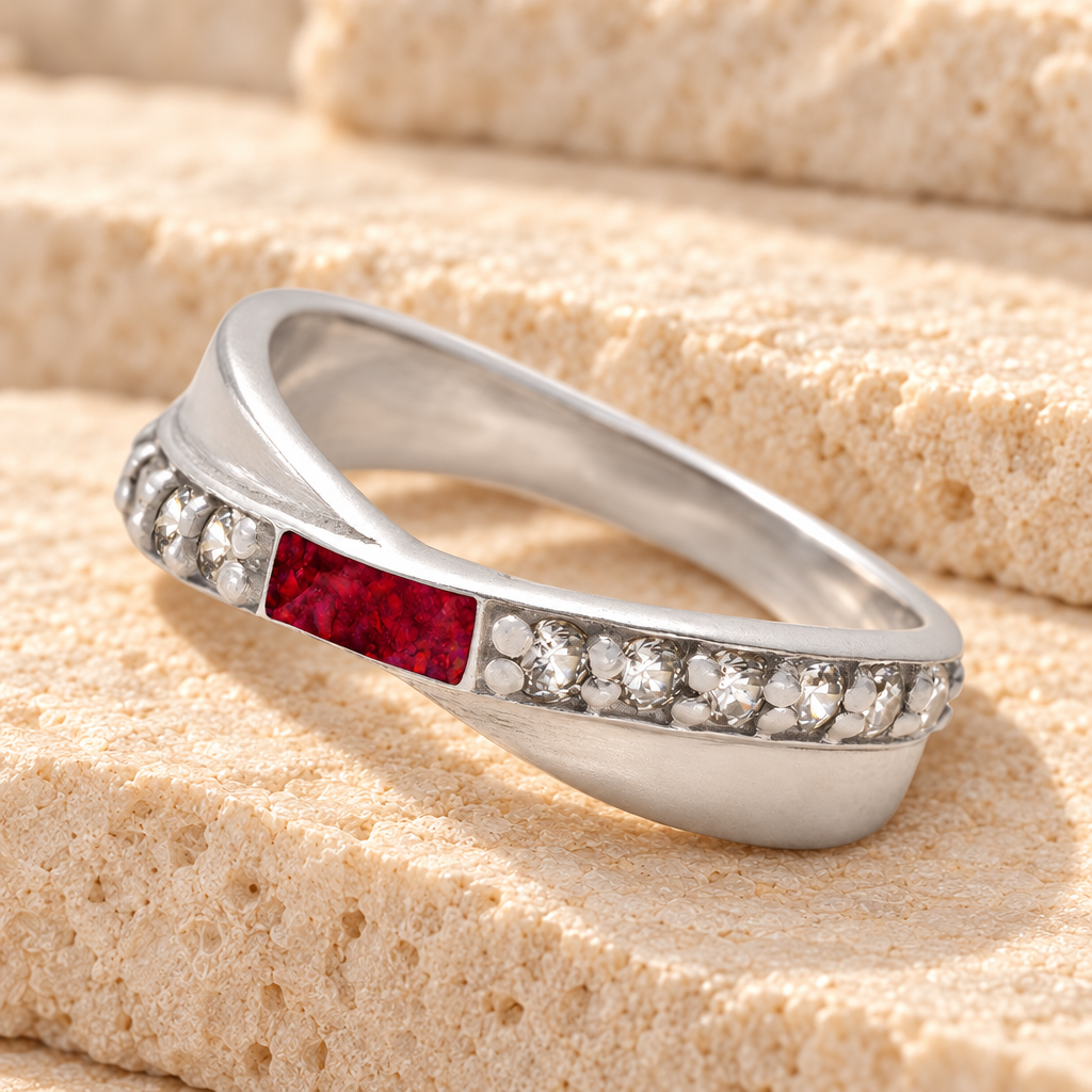 Women's Sterling Silver Claiborne Ash Ring with Scarlet Pearl Opal — main product image