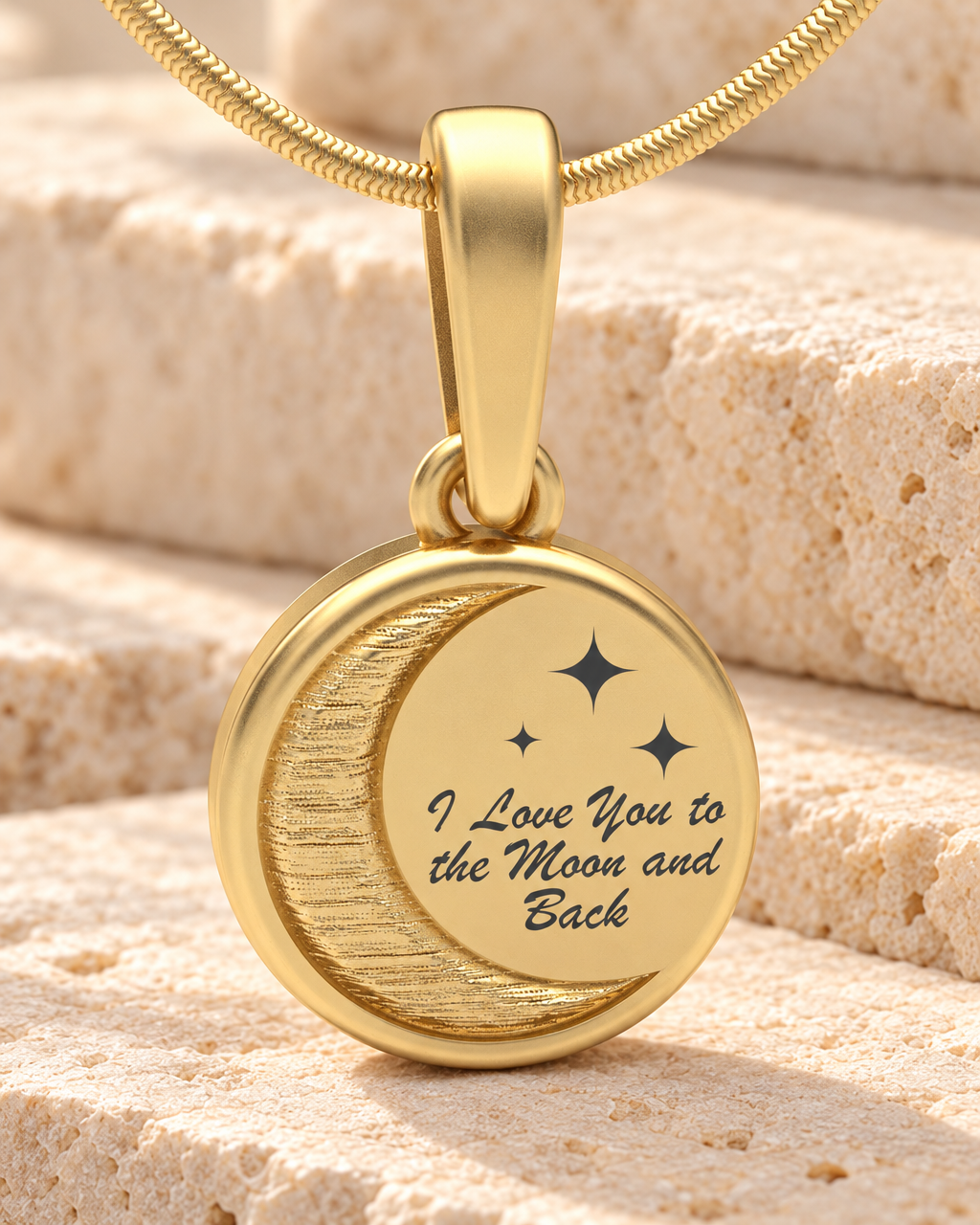 Gold Plated Love You To The Moon Forever Sealed Memorial Jewelry — main — evr20010gfs