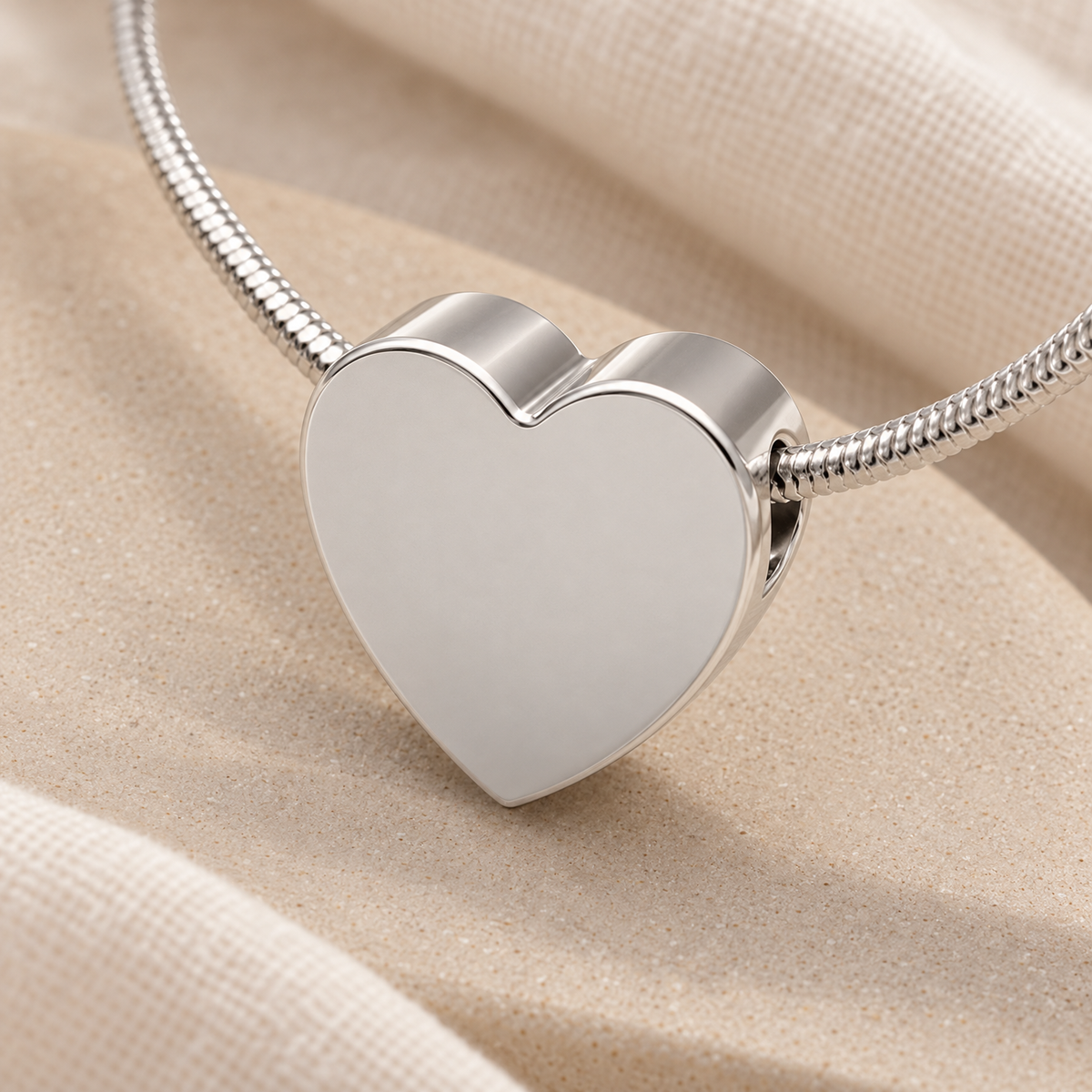 Solid 14K White Gold Smooth Heart Forever Sealed Cremation Jewelry — alternate view — evr6457wgfs