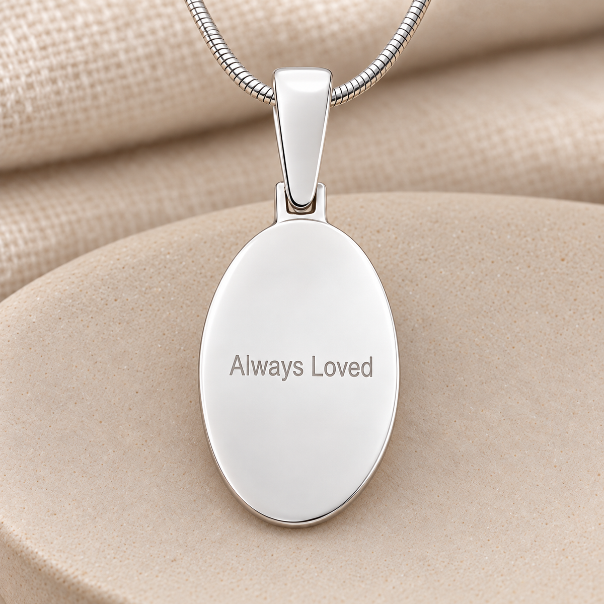 Sterling Silver Oval Fingerprint Necklace — rear engraving — evr4730ss