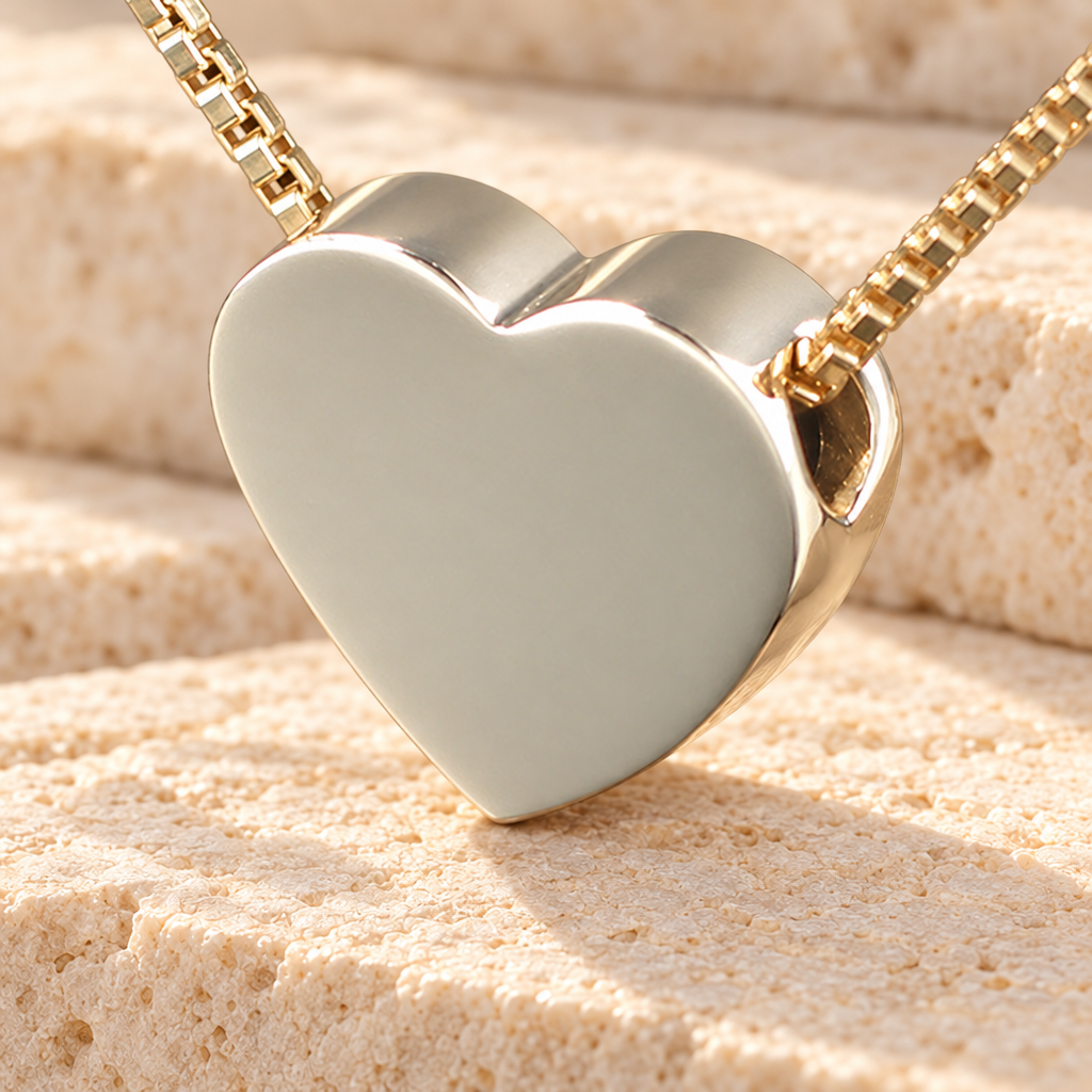 2 Person 14K Gold Sliding Heart Funeral Jewelry for Couples — main — evr119kg
