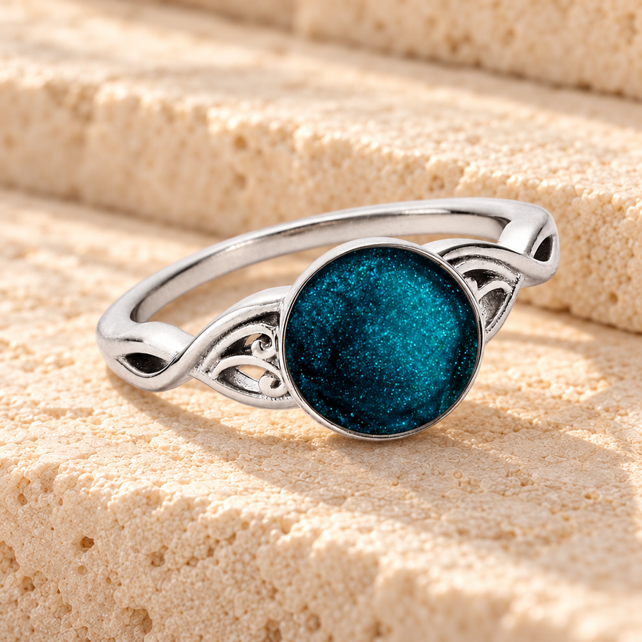 Women's Sterling Silver Katina Ash Ring with Aqua