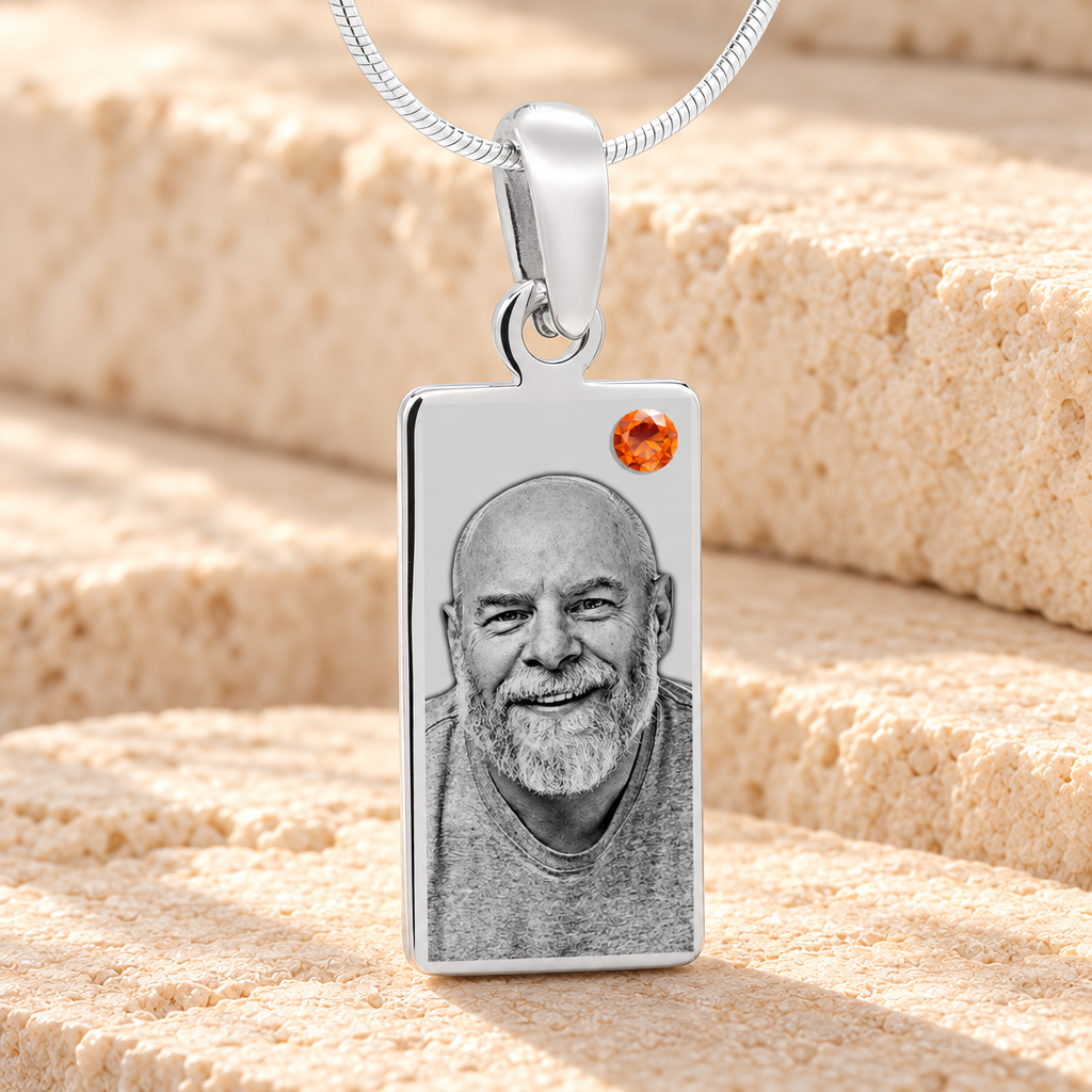 November Birthstone Stainless Steel Tower Photo Pendant — main product image