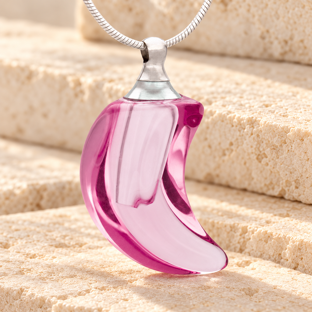 Glass Locket Pink Moon Ash Urn Keepsake — main — evr2038p