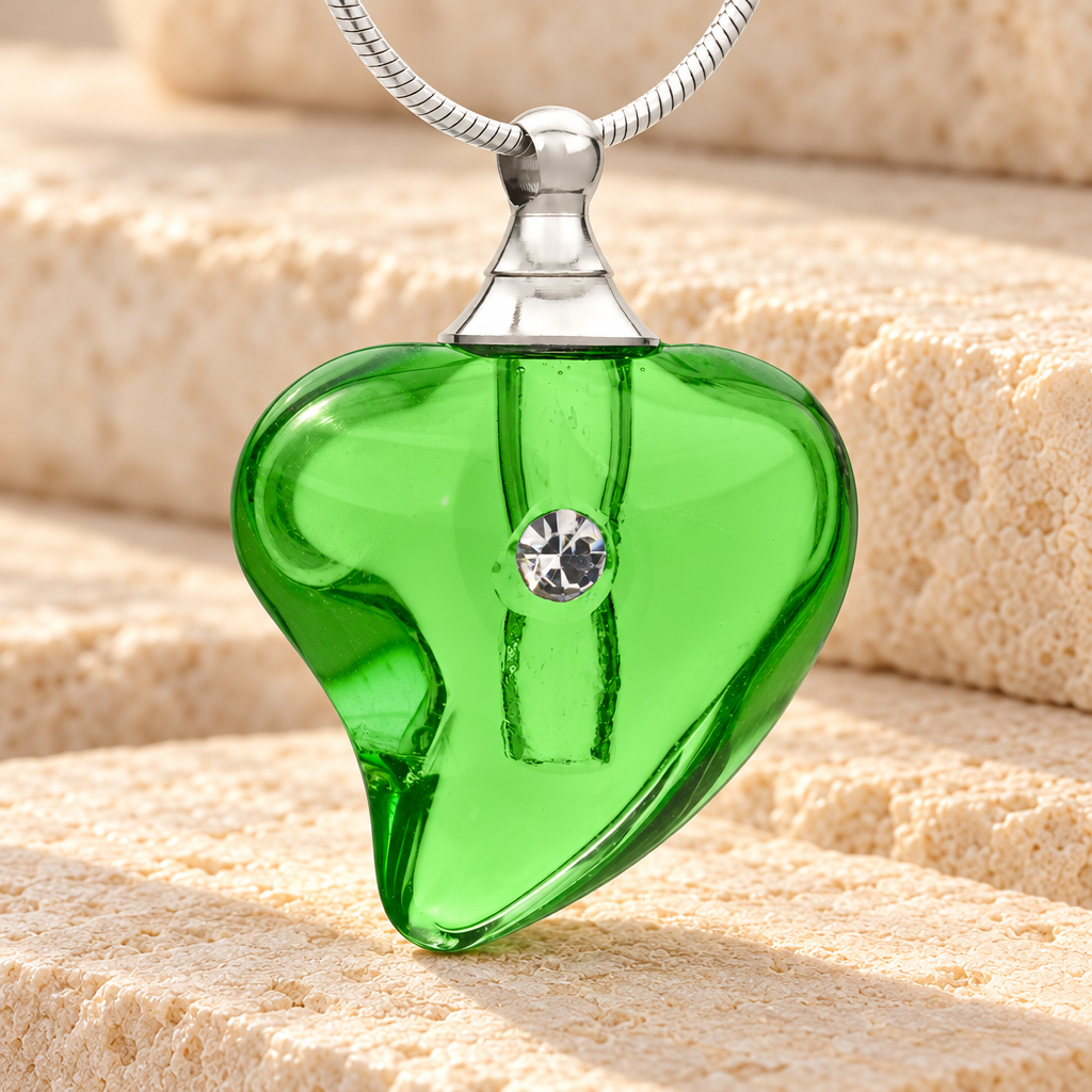Glass Locket Green Lovely Cremation Jewelry — main — evr2522