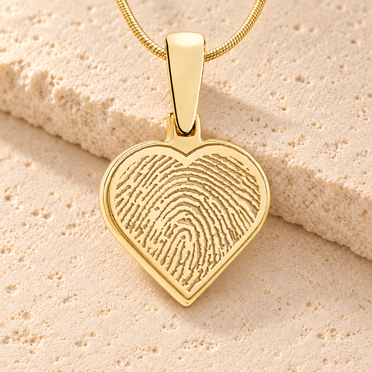 Gold Plated Heart Fingerprint Necklace — main — evr4728g