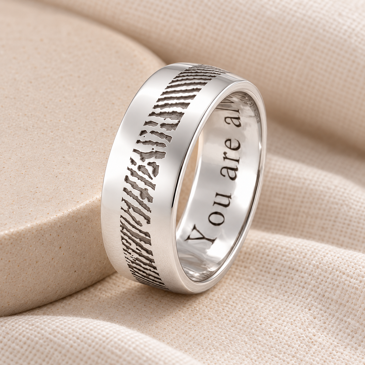 Men's Slender Line Solid 14k White Gold Fingerprint Ring — alternate view — evr30003wg