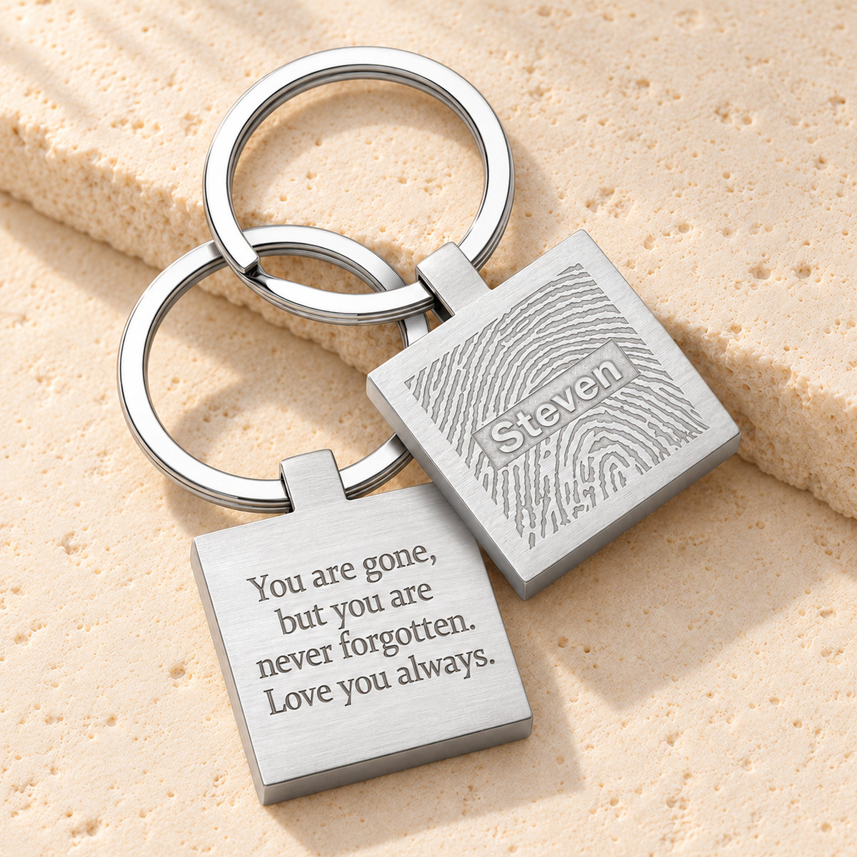 Steel Squared Fingerprint Keychain — main — evr4797ss