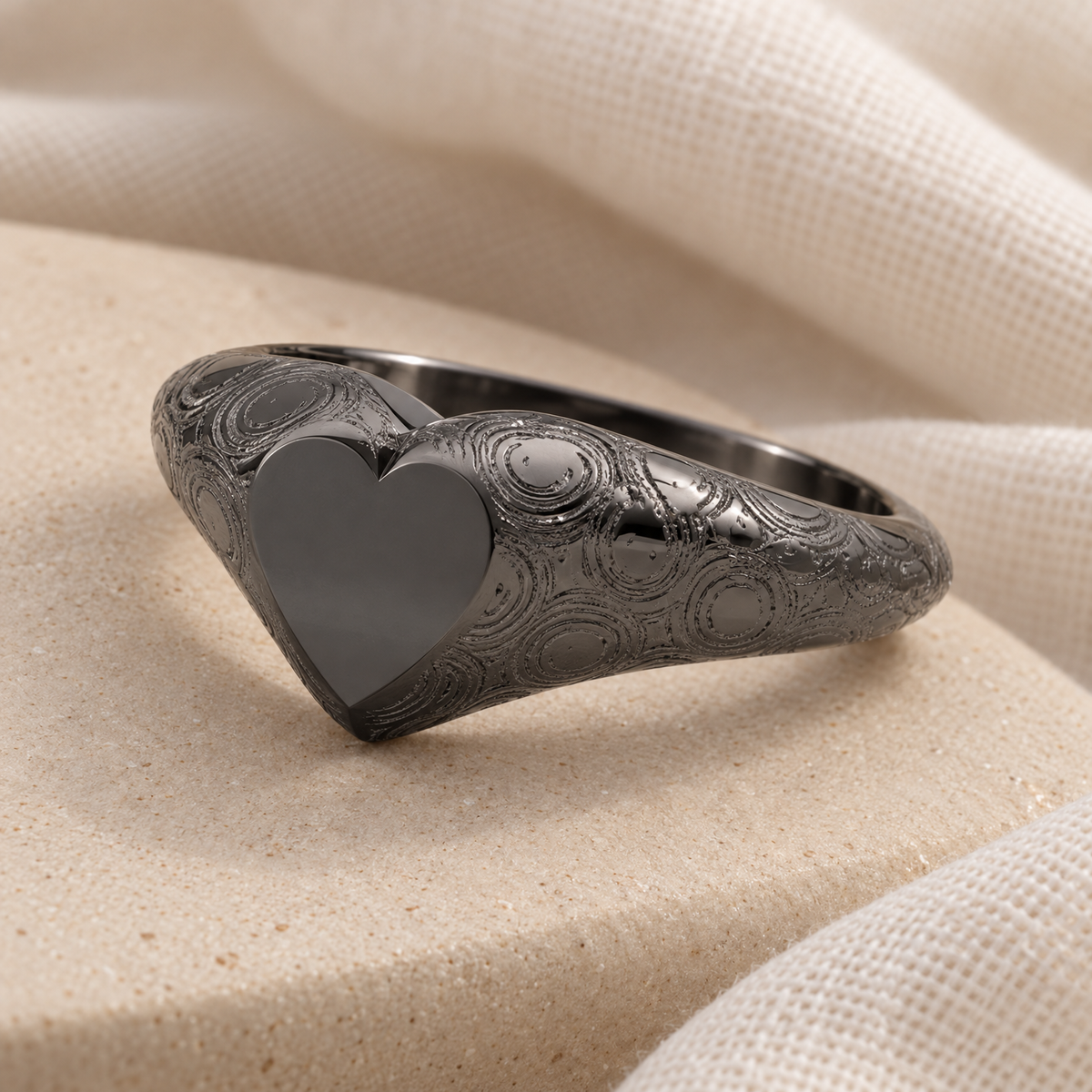 Black Signet with Pattern Forever Sealed Memorial Ring — alternate view — evr20041bfs