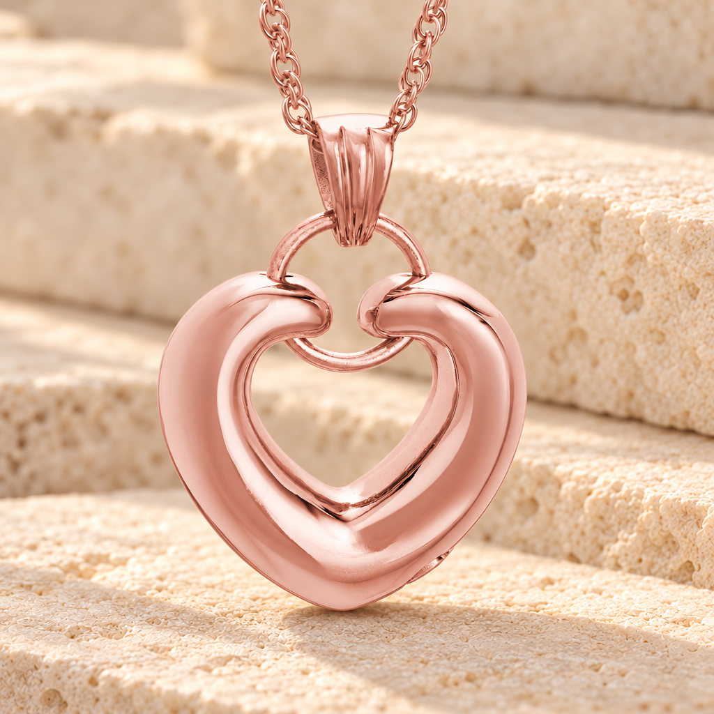 14K Rose Gold Loyalty Heart Cremains Jewelry — main product image
