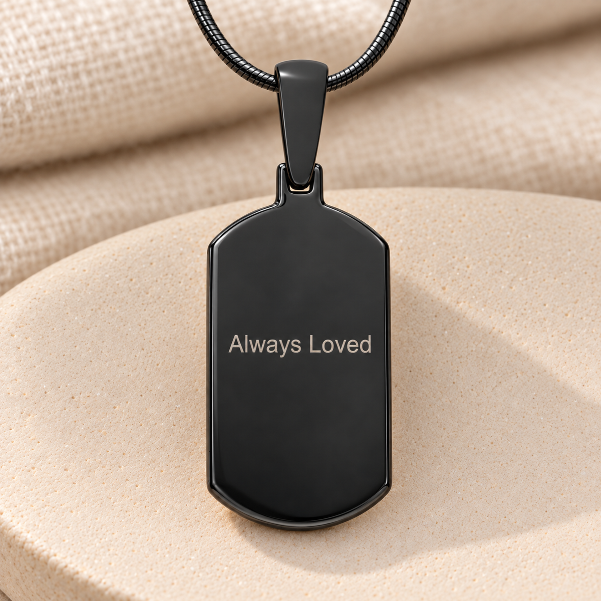 Dog Tag Black Plated Fingerprint Necklace — rear engraving — evr4708bl