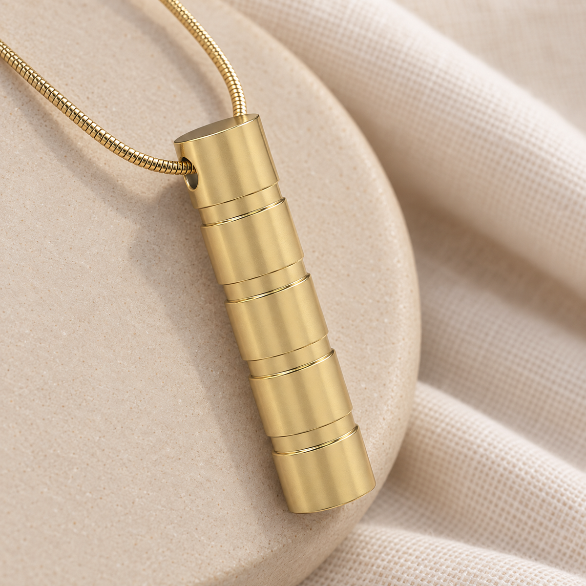 Gold Plated Carved Cylinder Forever Sealed Memorial Jewelry — alternate view — evr6630gfs