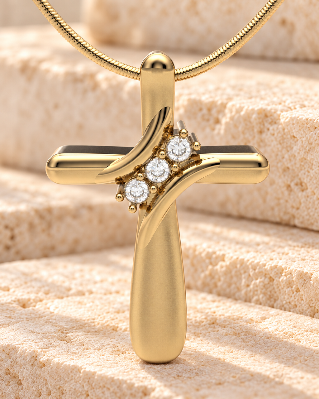 Forever Sealed Gold Plated Stylish Cross Memorial Jewelry — main — evr6626gfs