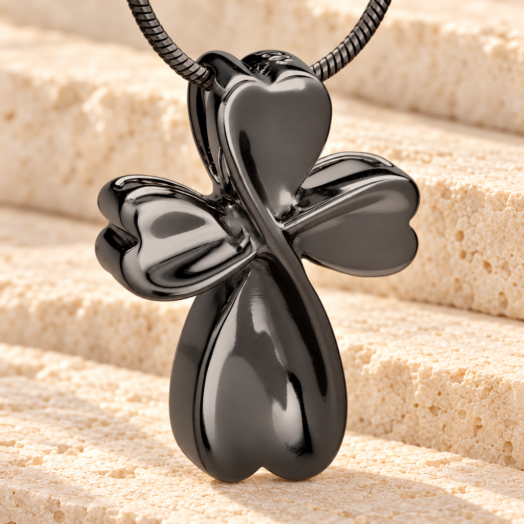 Black Plated Contemporary Cross Memorial Jewelry — main — evr6176bl