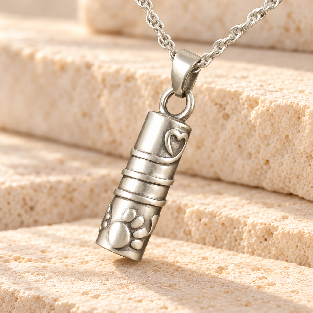 Sterling Silver Buddy Cylinder Pet Cremation Jewelry — main — evr671ss