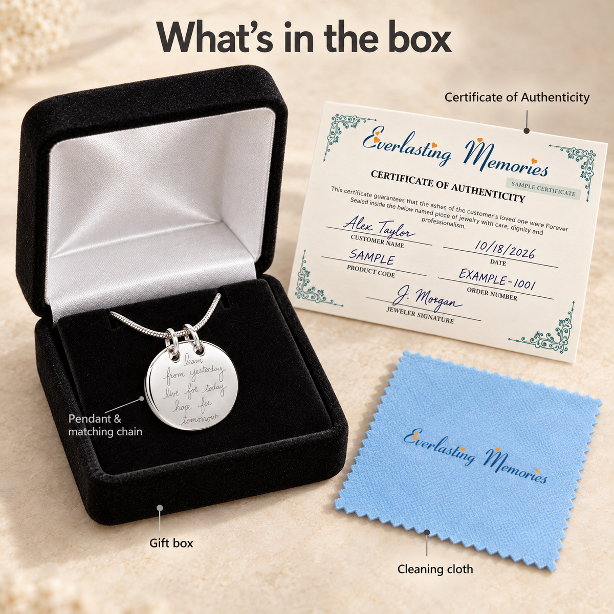 Solid 14K White Gold Wisdom Forever Sealed Memorial Jewelry — whats in box — evr6390wgfs