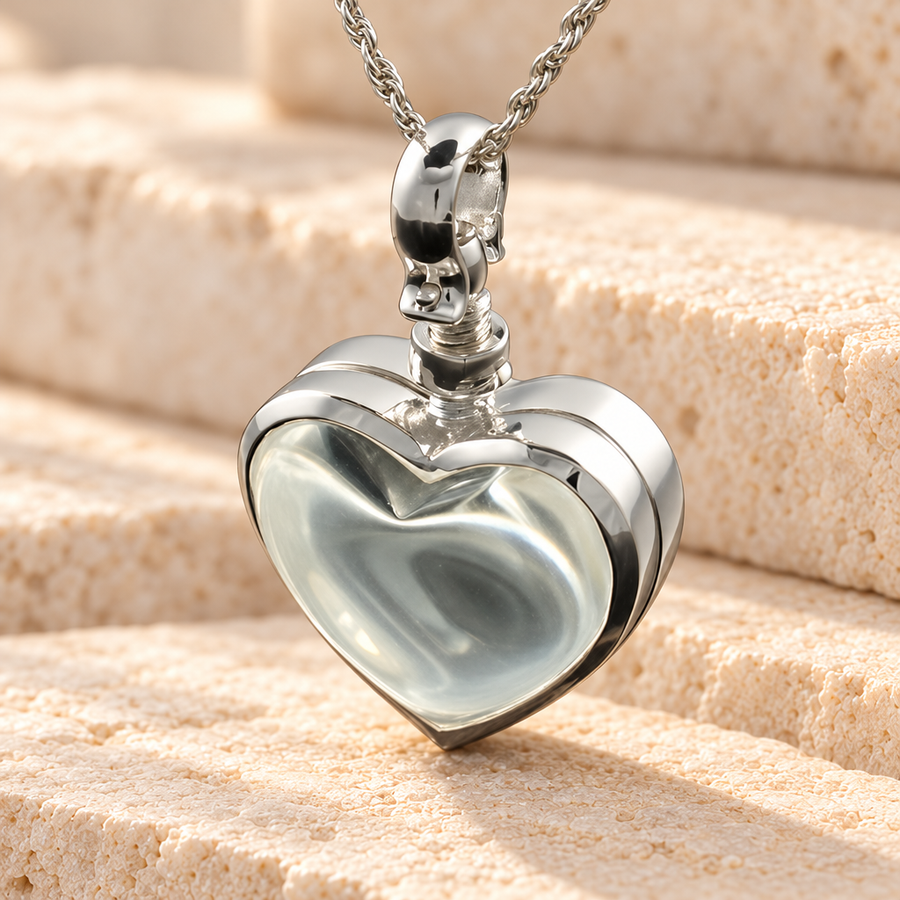 Glass Heart Photo Memorial Keepsake