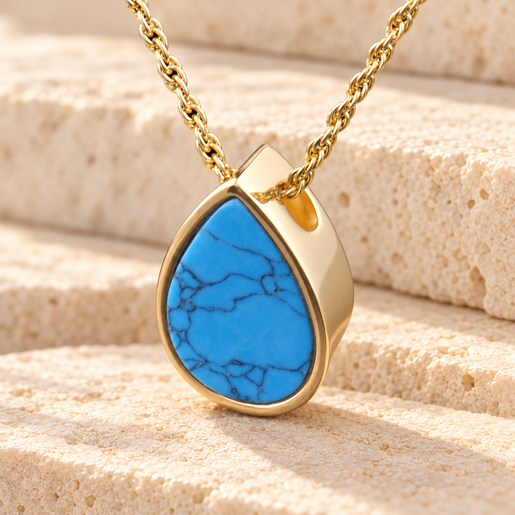 Gold Plated Turquoise Teardrop Jewelry — main — evr6063gv