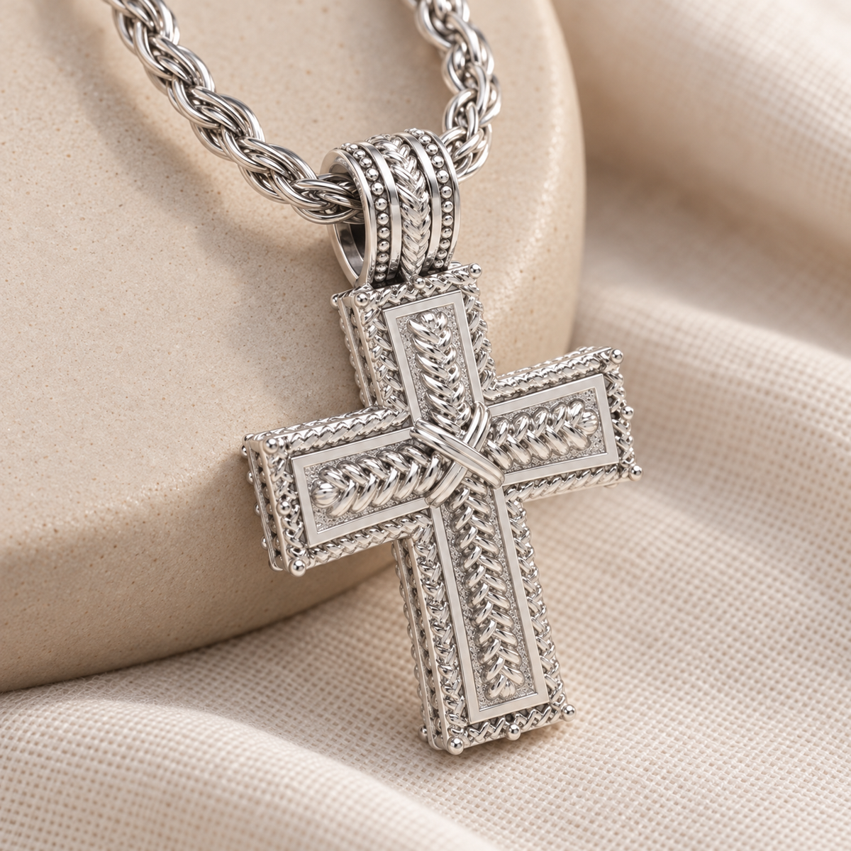 Sterling Silver Double Cross Forever Sealed Memorial Jewelry — alternate view — evr20072ssfs