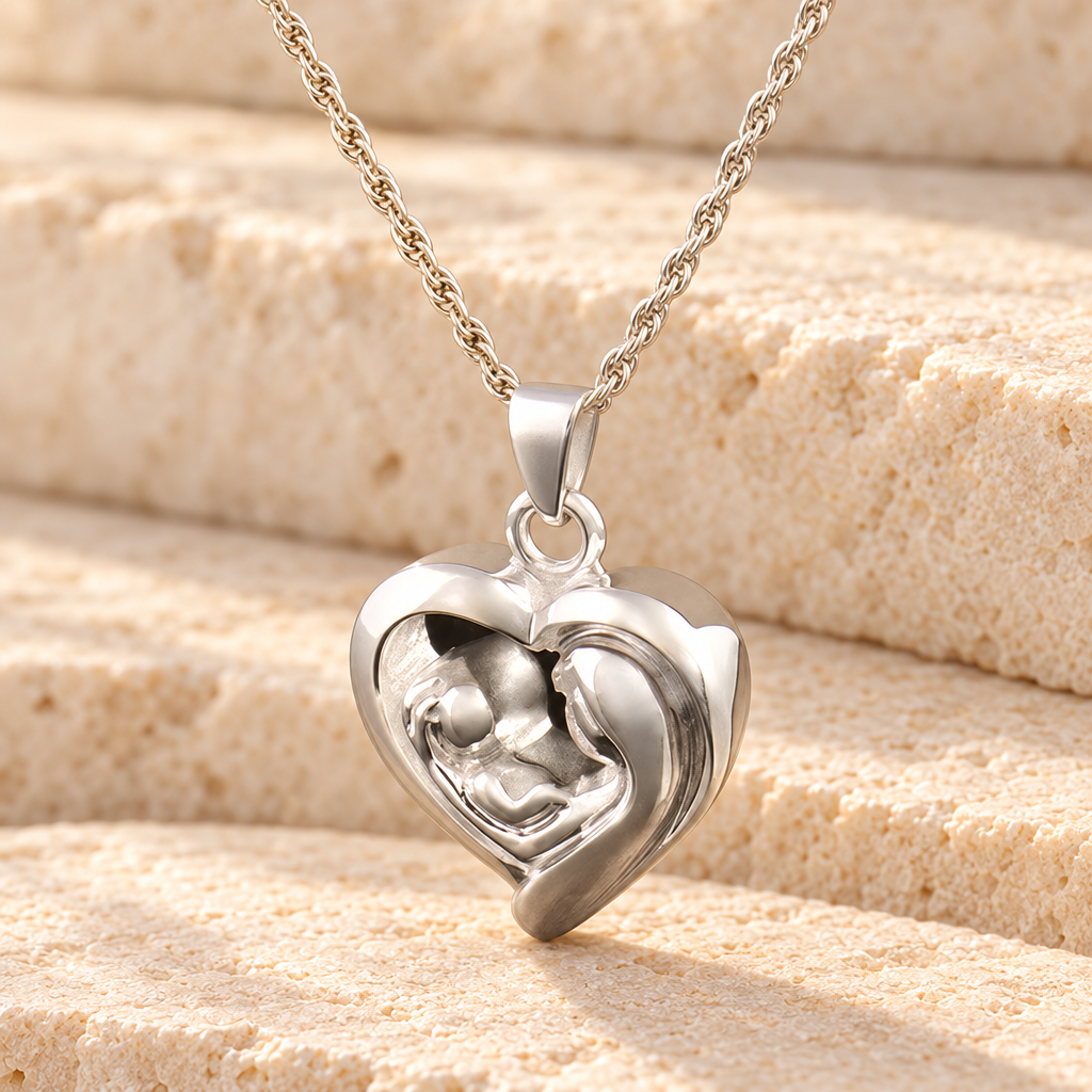14k White Gold Together in My Heart Memorial Pendant — main — evr6309wg