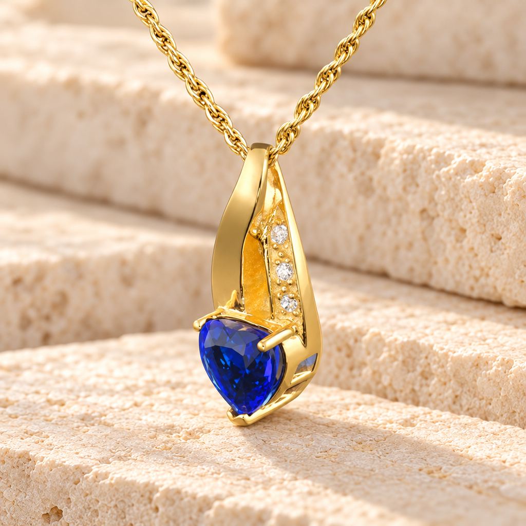 Gold Plated Deep Blue Heart Memorial Locket — main — evr6338gv