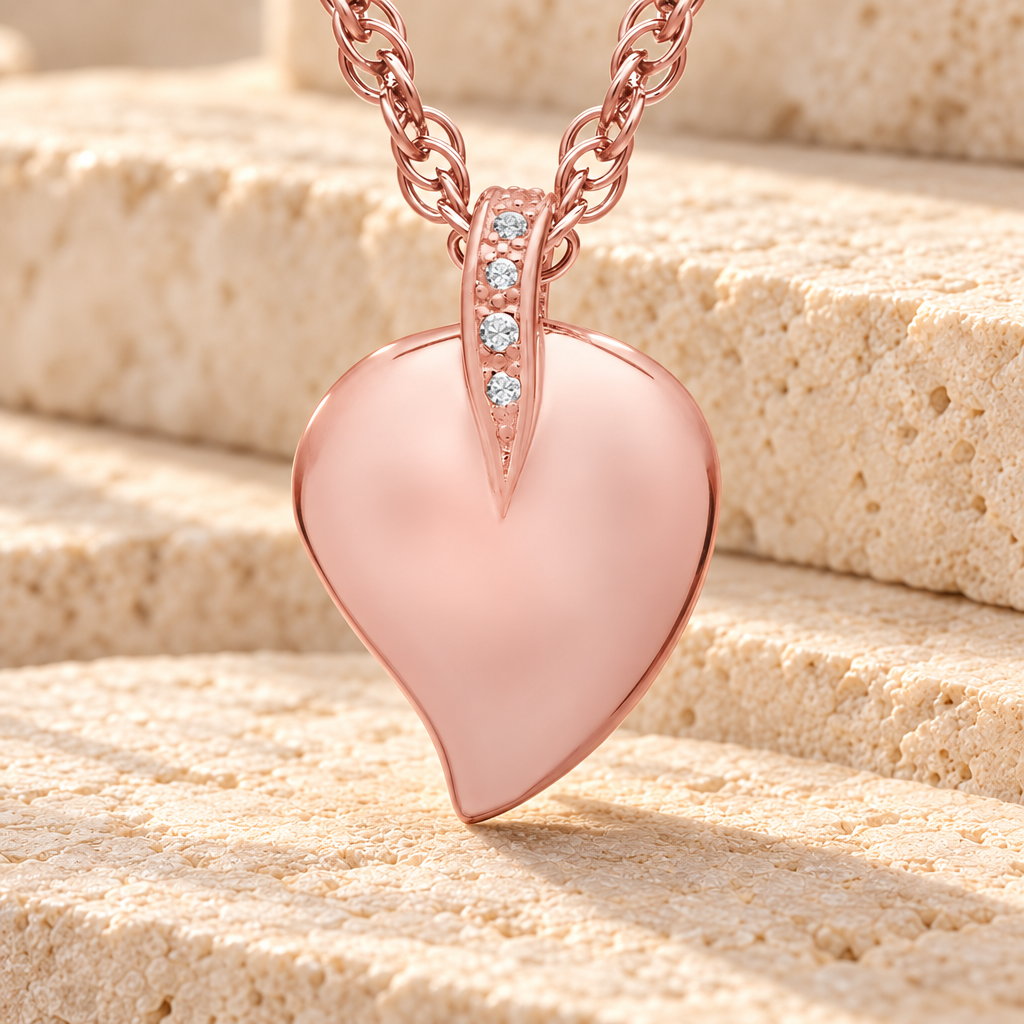 14K Rose Gold Fire Heart Urn Keepsake — main product image