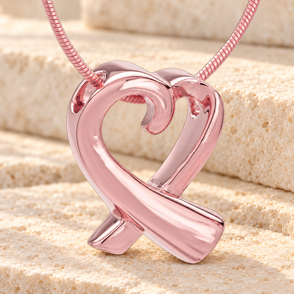 Rose Gold Plated Folded Heart Memorial Jewelry — main — evr6181rg