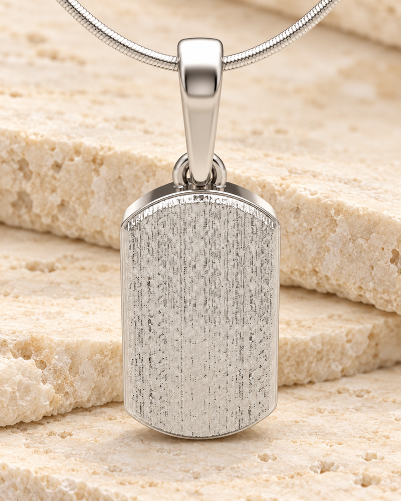 Sterling Silver Dog Tag Textured Forever Sealed Memorial Jewelry