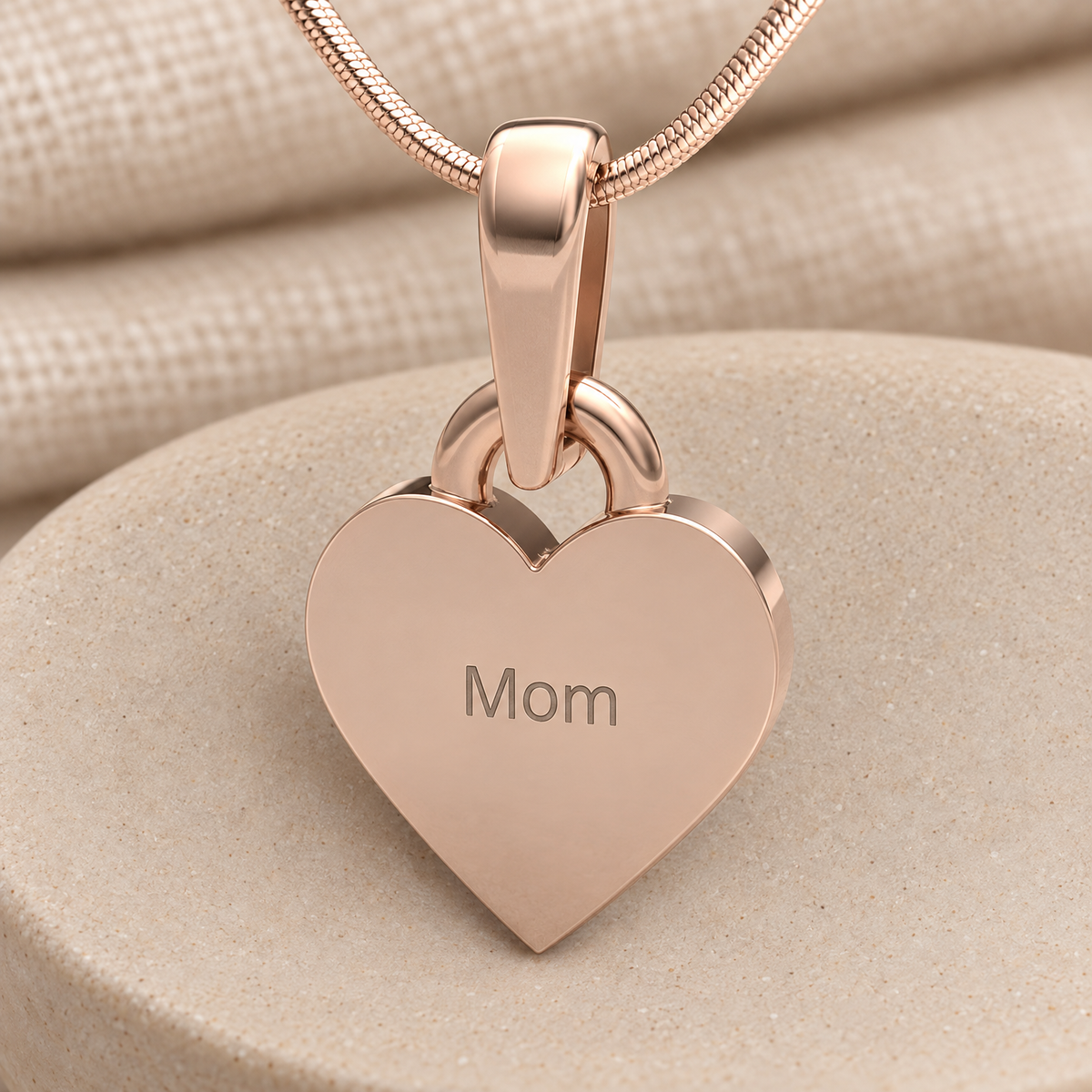 Solid 14K Rose Gold with Sterling Duplicity Heart Forever Sealed Memorial Jewelry — rear engraving — evr20036krgsfs