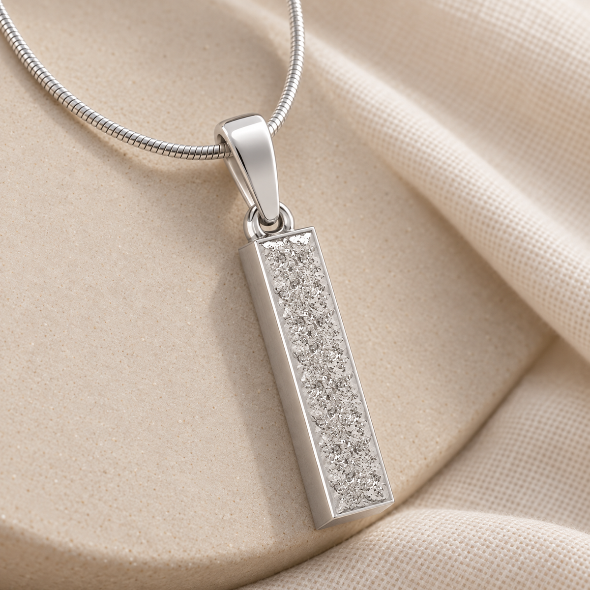 Sterling Silver Textured Cylinder Forever Sealed Memorial Jewelry — alternate view — evr20052ssfs