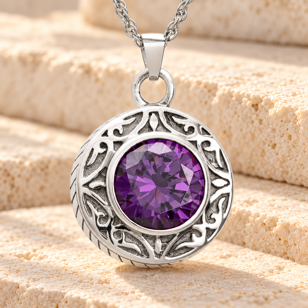 14K White Gold Plum Ashes Pendant — main — evr804wg