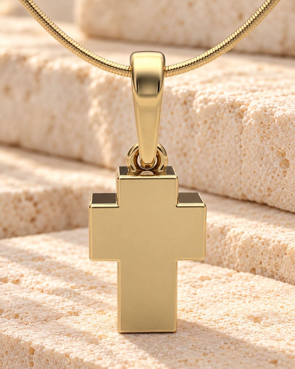 Gold Plated Faithful Cross Forever Sealed Cremation Jewelry — main — evr6452gfs