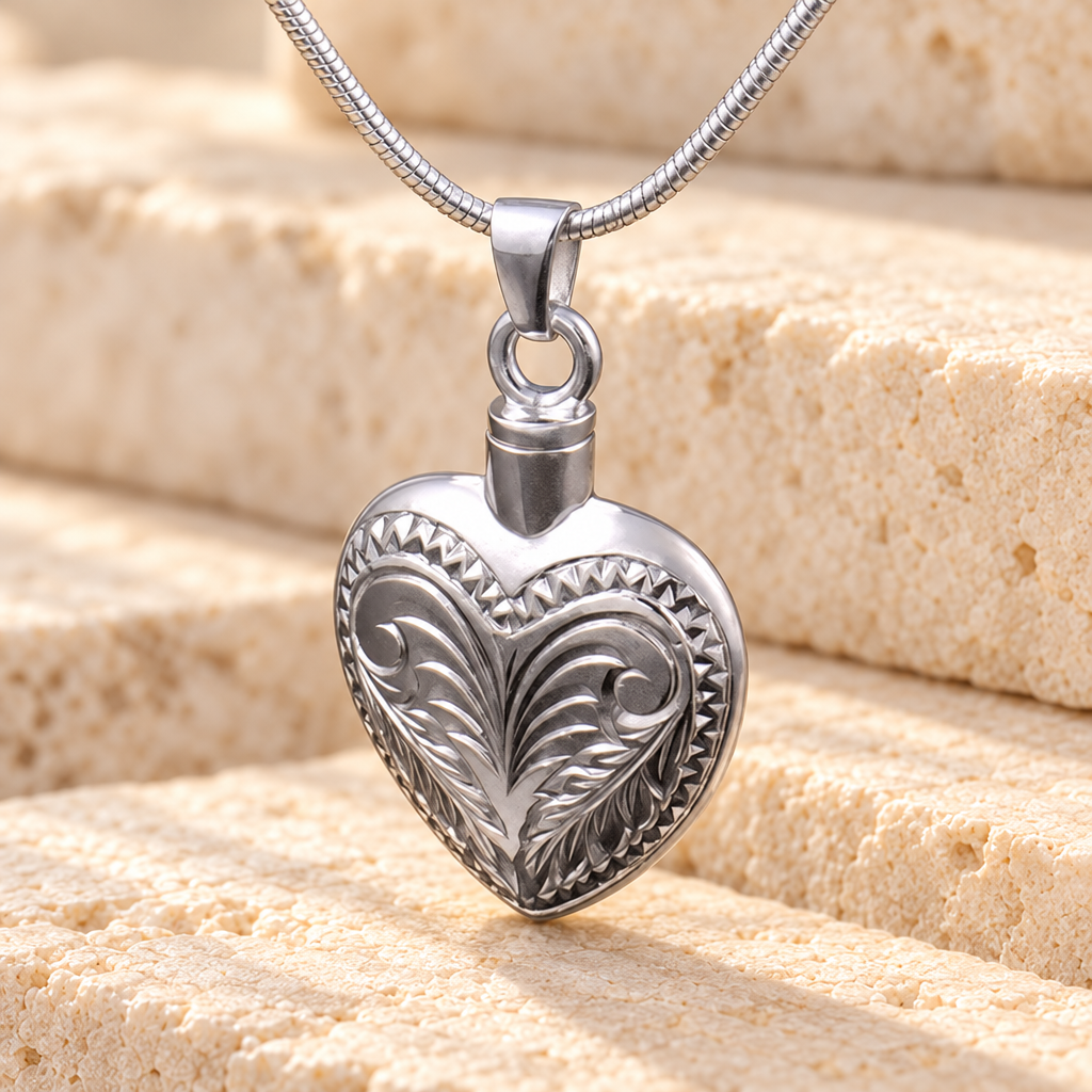 Sterling Silver Darling Heart Urn Necklace — main — evr740ss