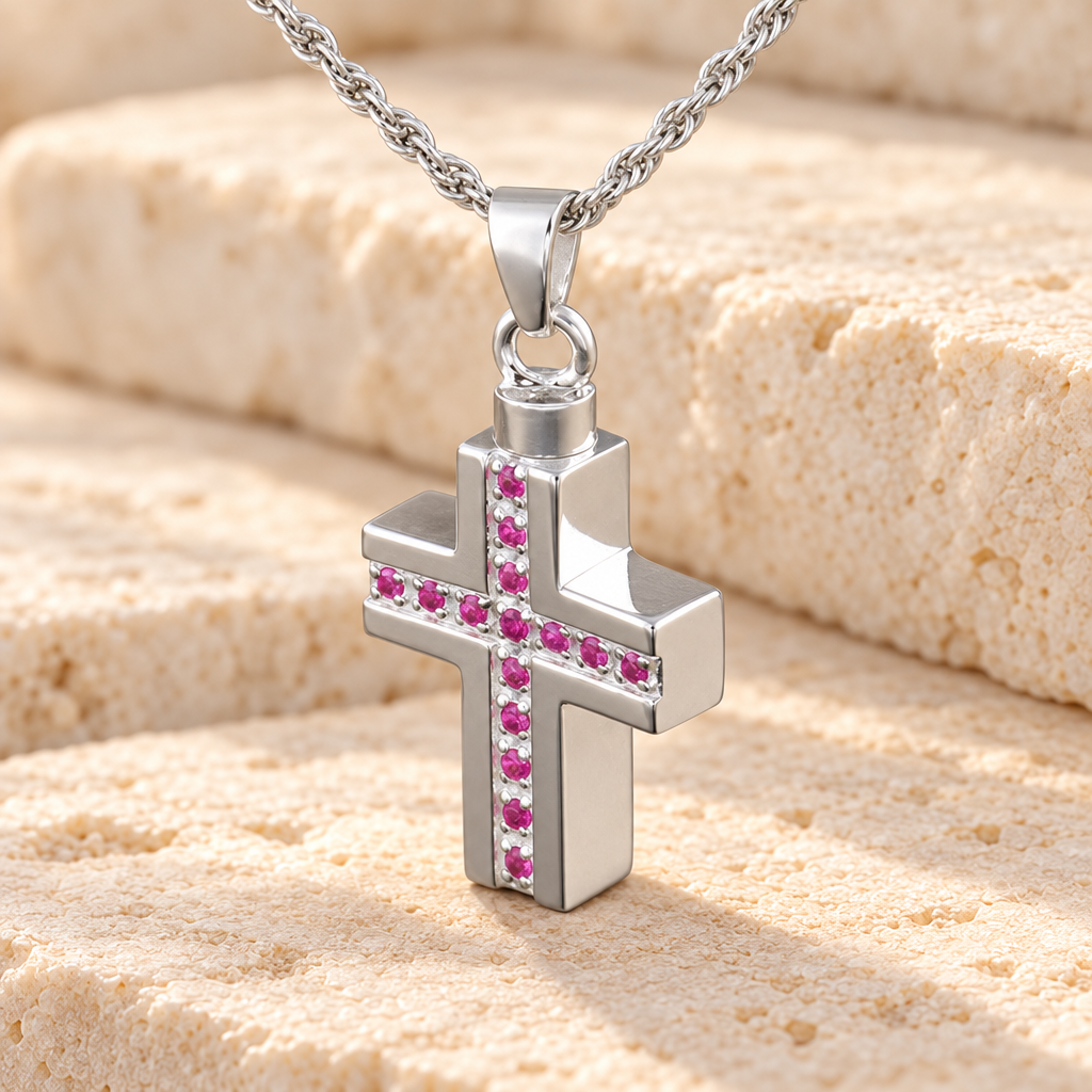 Sterling Silver Spiritual Cross Memorial Locket — main — evr6336ss