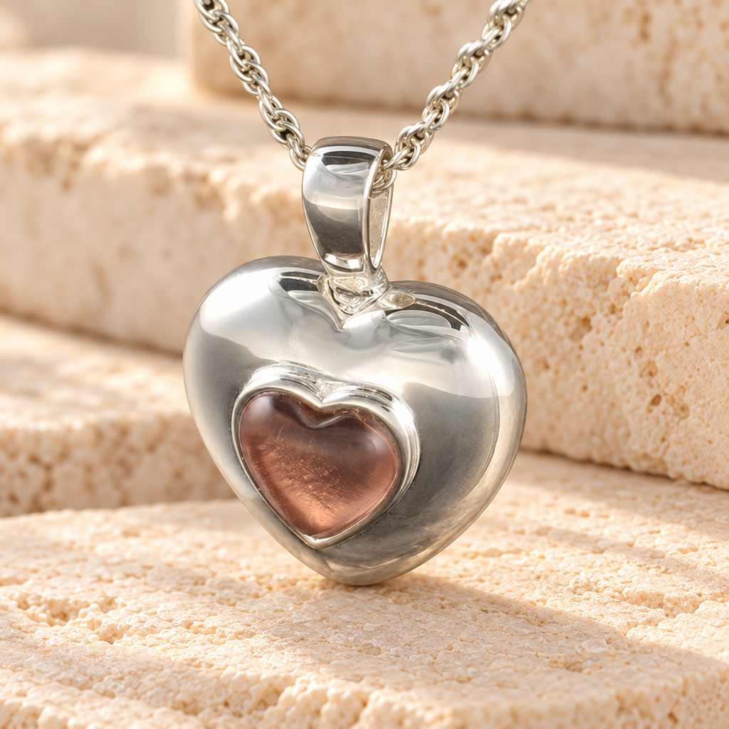 Sterling Silver October Heart Jewelry Urn — main — evr709ss