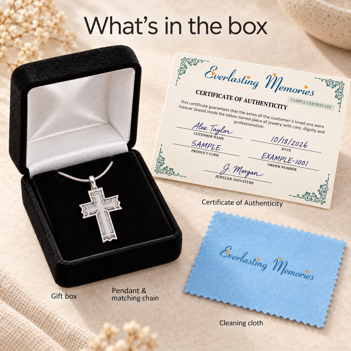 Rosedale Cross Forever Sealed Keepsake Urn Jewelry — whats in box — evr1079fs