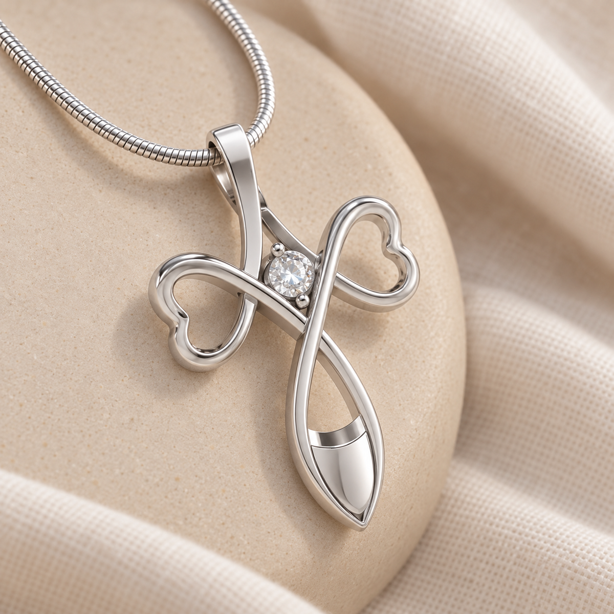 Solid 14K White Gold Peaceful Moments Forever Sealed Memorial Jewelry — alternate view — evr6091wgfs