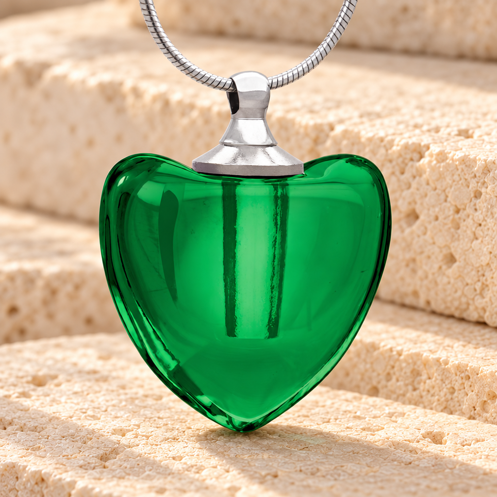 Glass Locket Green Heaven Heart Ash Jewelry — main product image