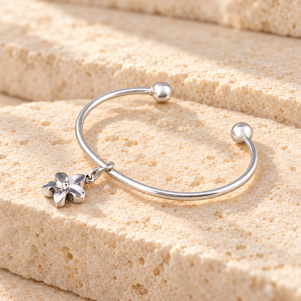 Sterling Silver Flower Cremation Bracelet — main — evr6026ss