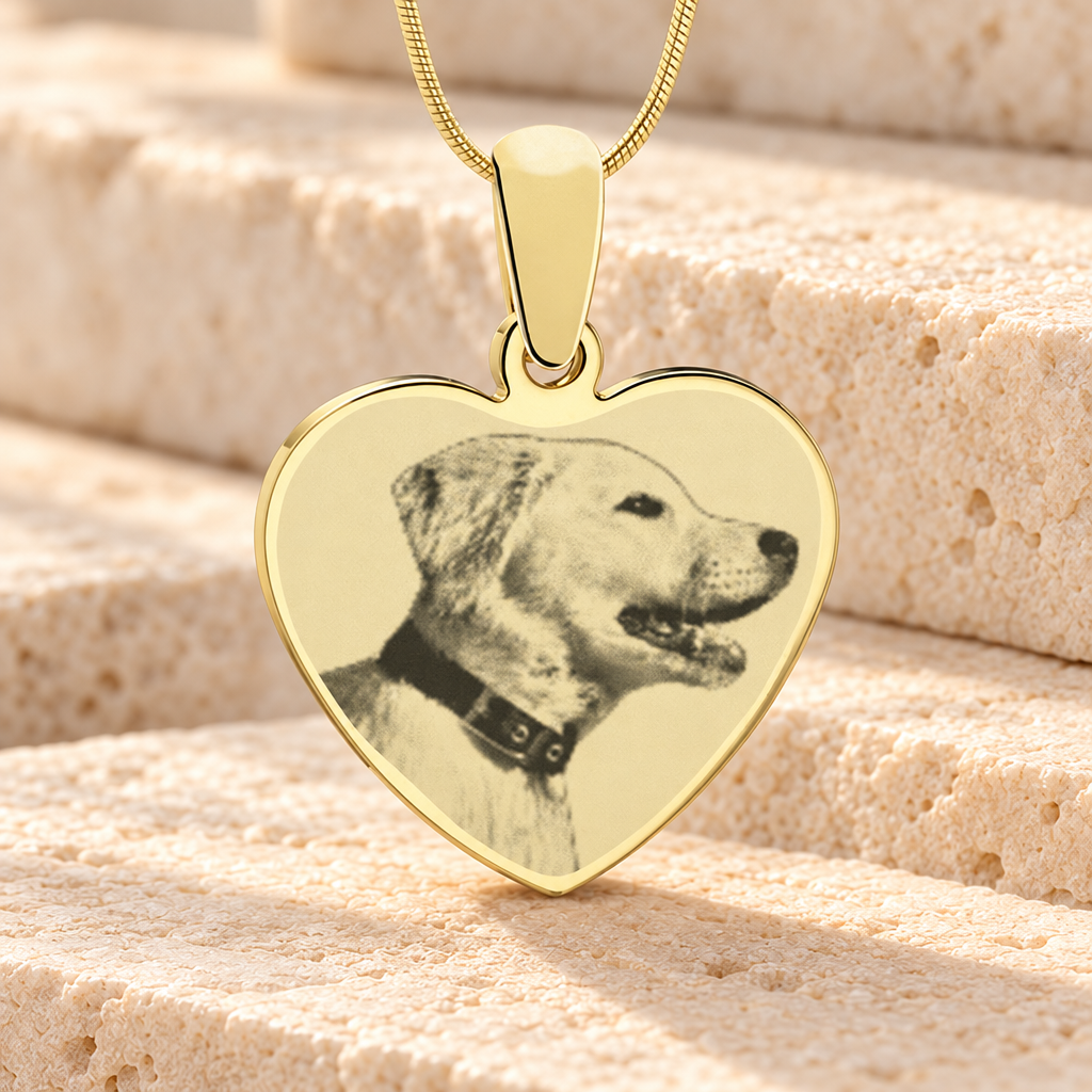 Heart Photo Engraved Gold Plated over Stainless Pet Keepsake — main — evr6407g