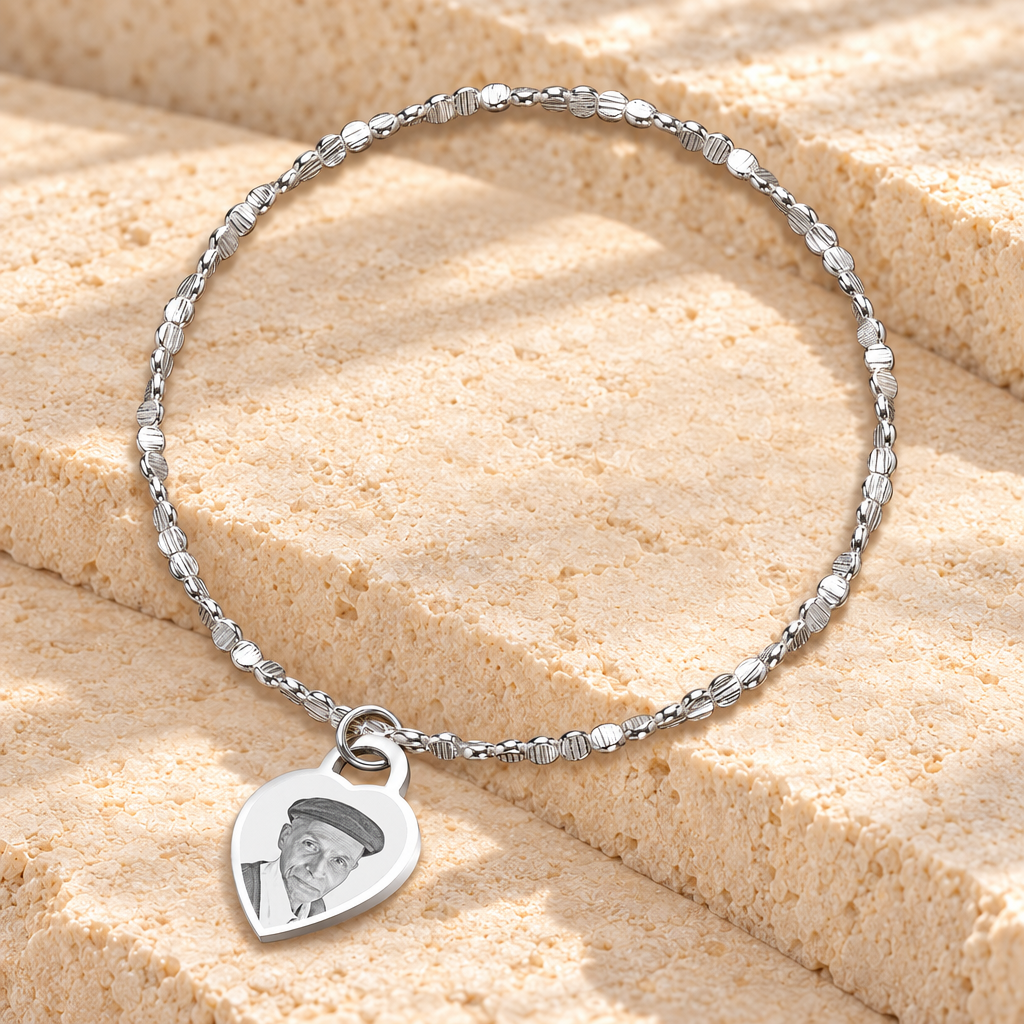 Luxurious Small Heart Picture Engraved Stainless Bracelet — main product image