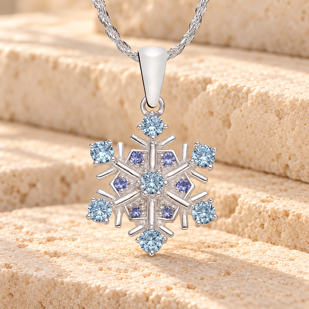 Sterling Silver Calming Snowflake Cremation Urn Pendant — main product image