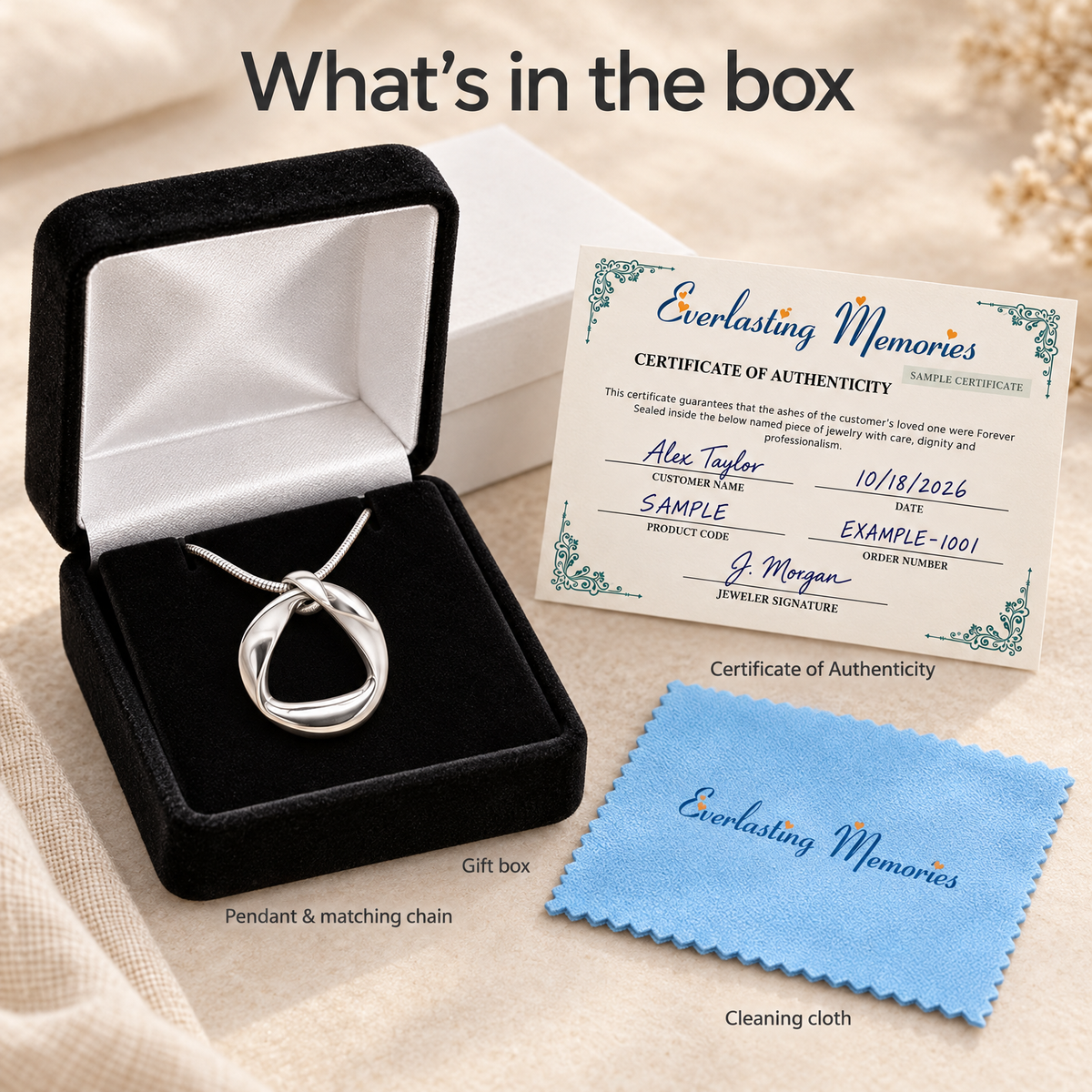Helix Round Forever Sealed Memorial Jewelry — whats in box — evr20020ssfs
