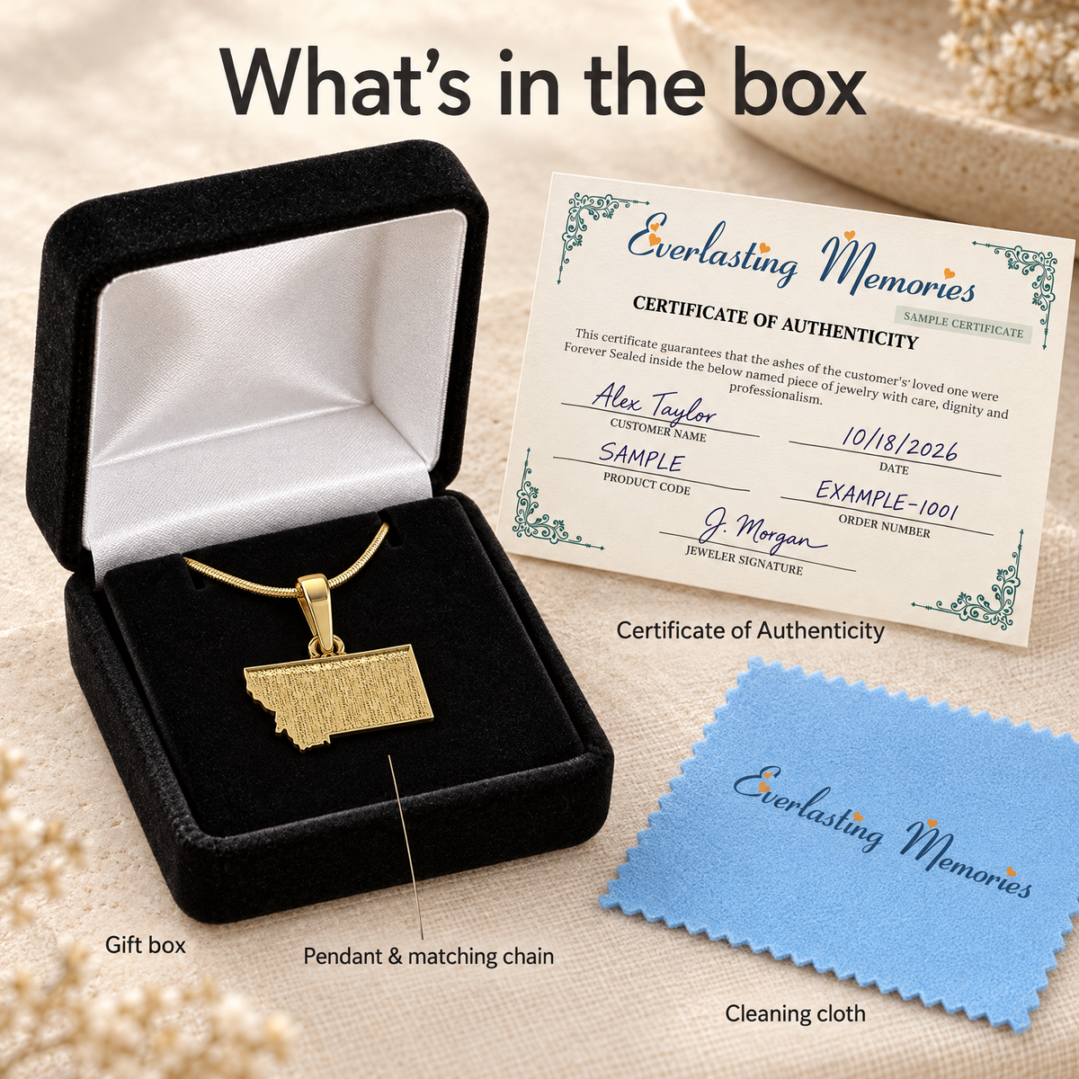 Gold Plated My State Forever Sealed Memorial Jewelry — whats in box — evr20033gfs