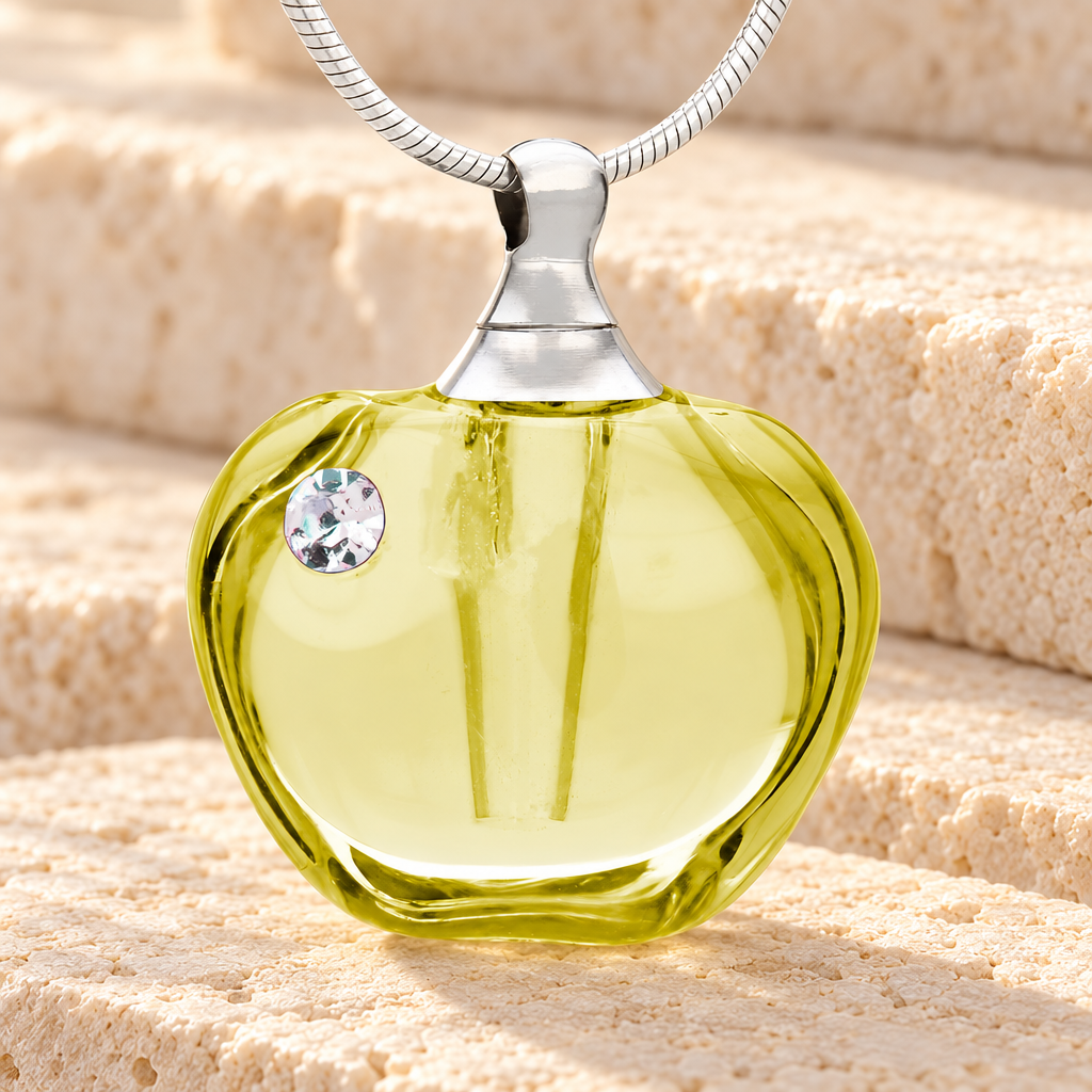 Glass Locket Yellow Passion Cremation Pendant — main — evr2004y