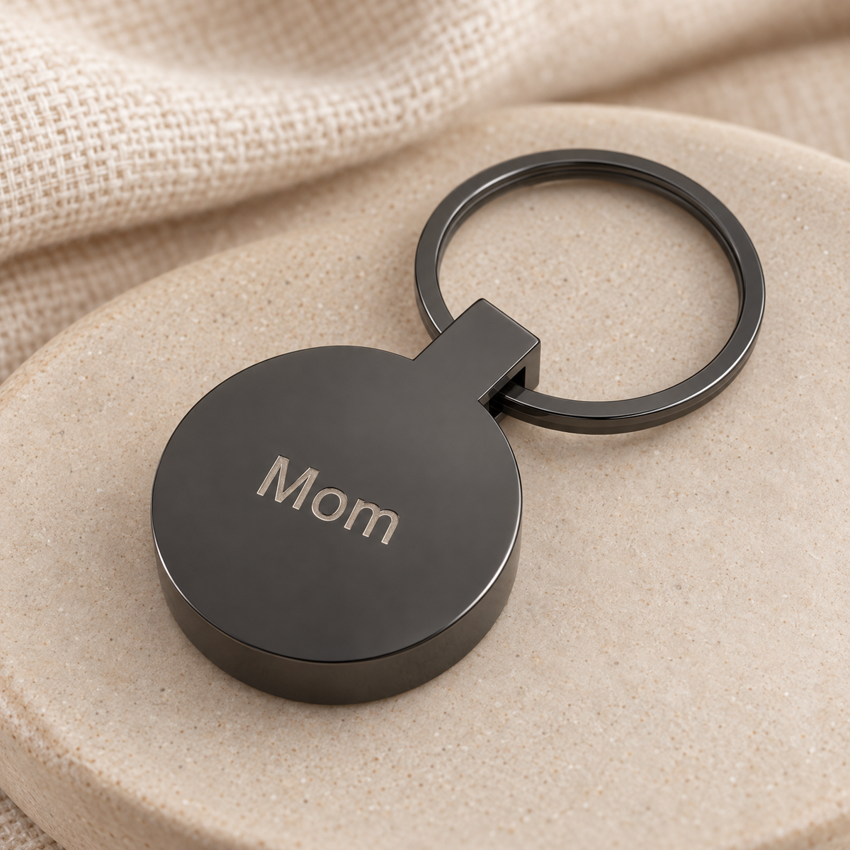 Black Fingerprint Cast Forever Sealed Memorial Keychain — rear engraving — evr4799bfs