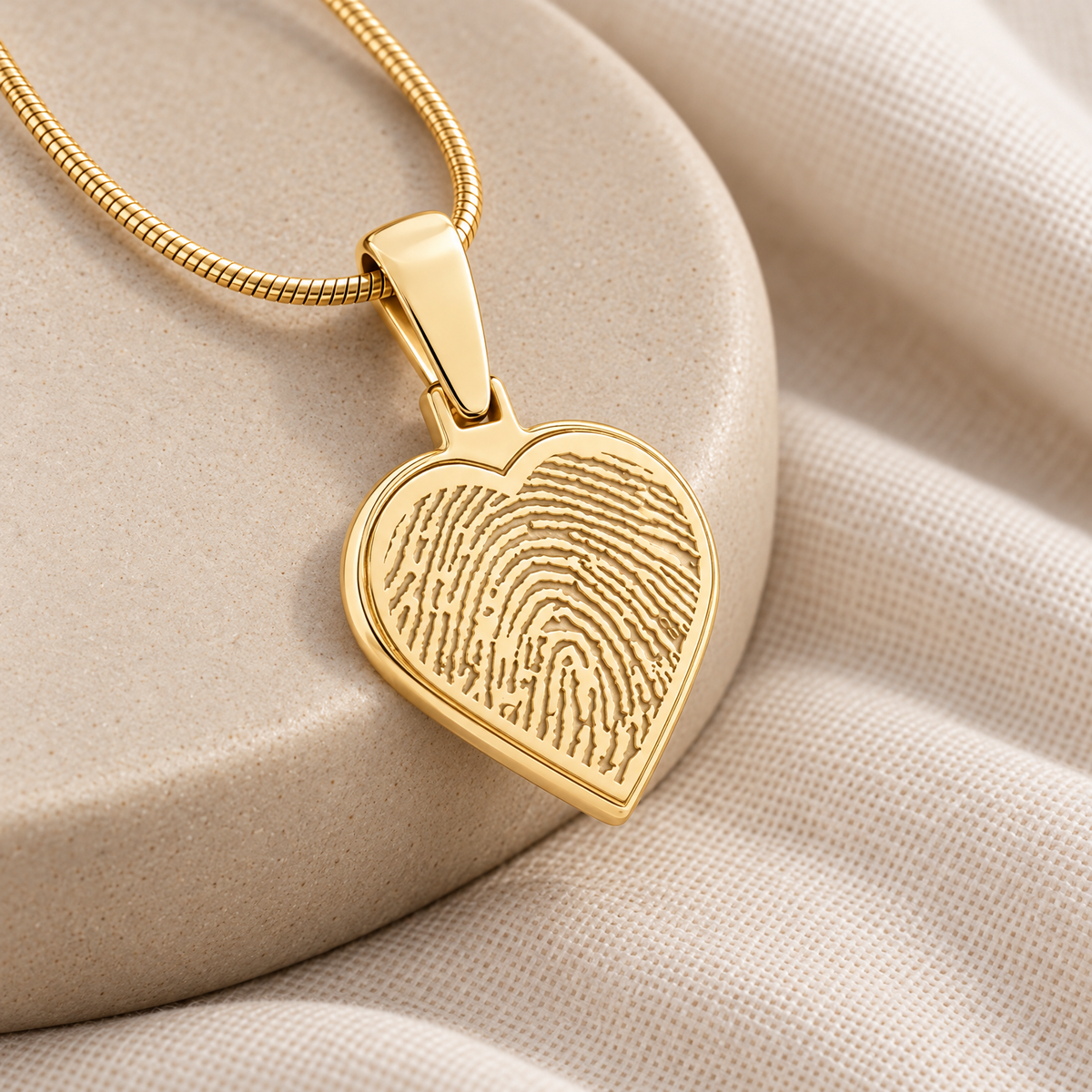 Gold Plated Heart Fingerprint Necklace — alternate view — evr4728g